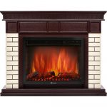 Портал Firelight Bricks 30U (угловой) камень бежевый, шпон темный дуб